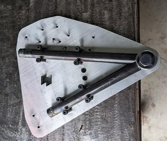 Fixture side view with clamps